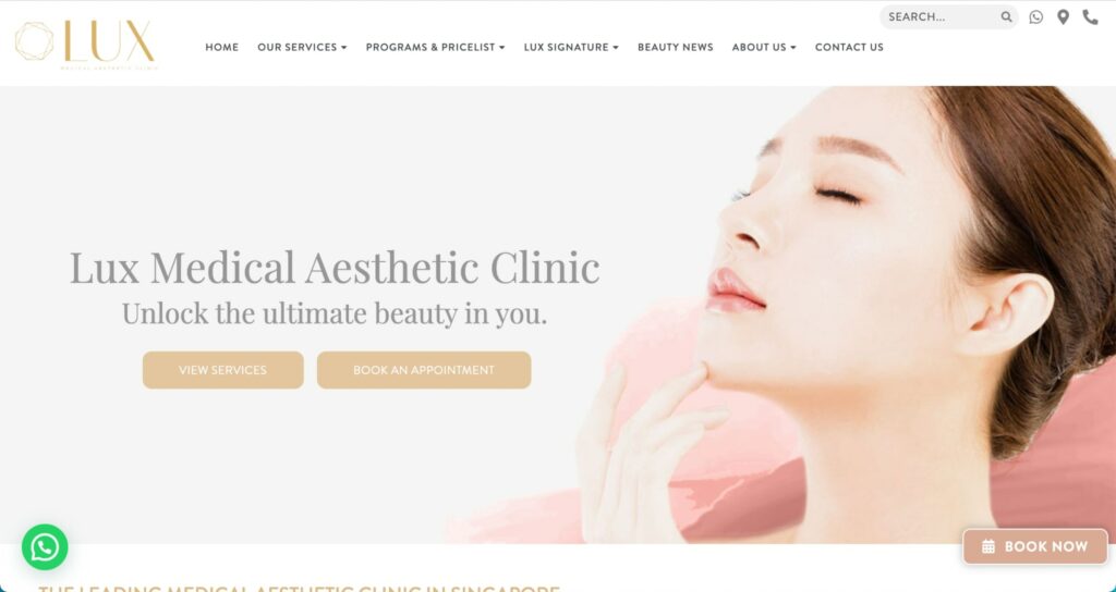 Lux Medical Aesthetic Clinic Homepage