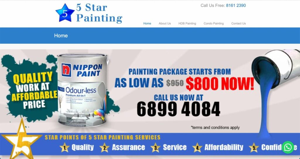 5 Star Painting Services Homepage