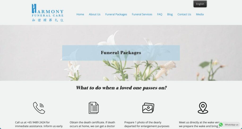 Harmony Funeral Care Homepage