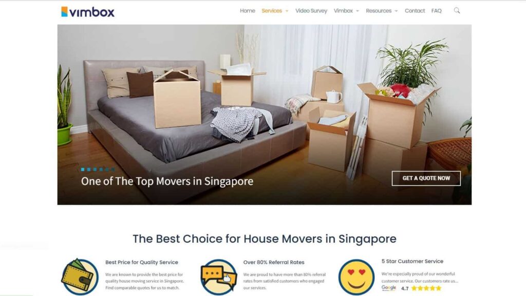 Vimbox Movers Homepage