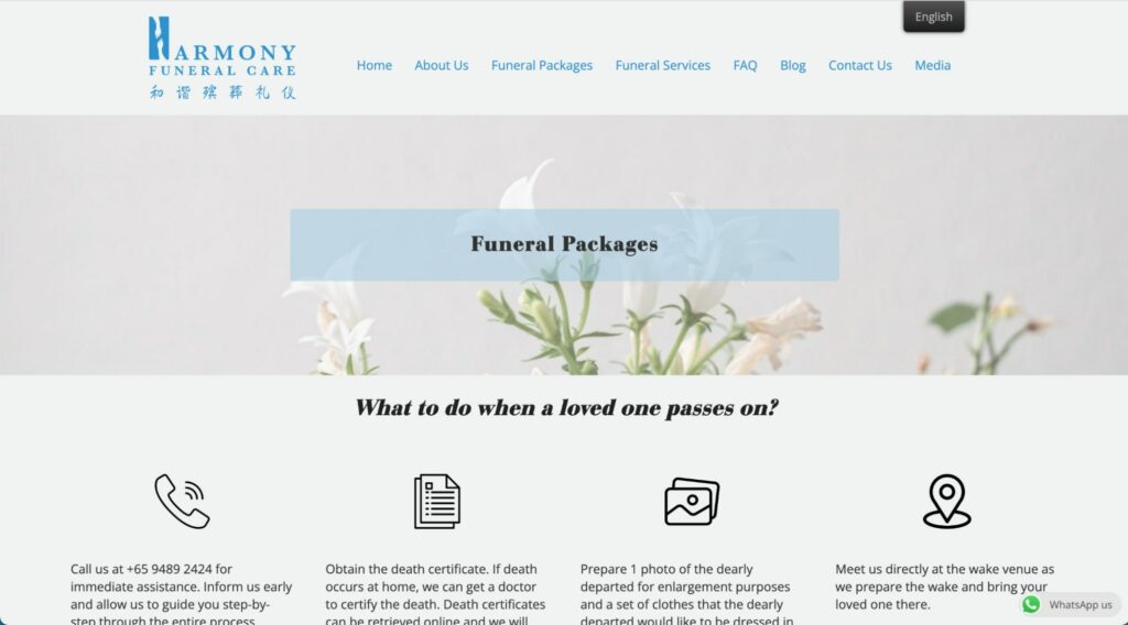 Harmony Funeral Care Homepage