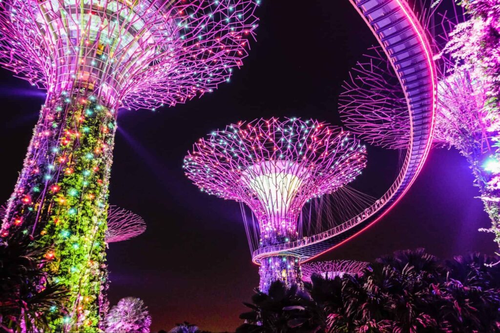 Watch whimsical light shows at Gardens by the Bay